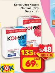KOTEX ULTRA KANATLI NORMAL 24'LÜ/GECE 16'LI KOTEX ULTRA KANATLI NORMAL 24'LÜ/GECE 16'LI